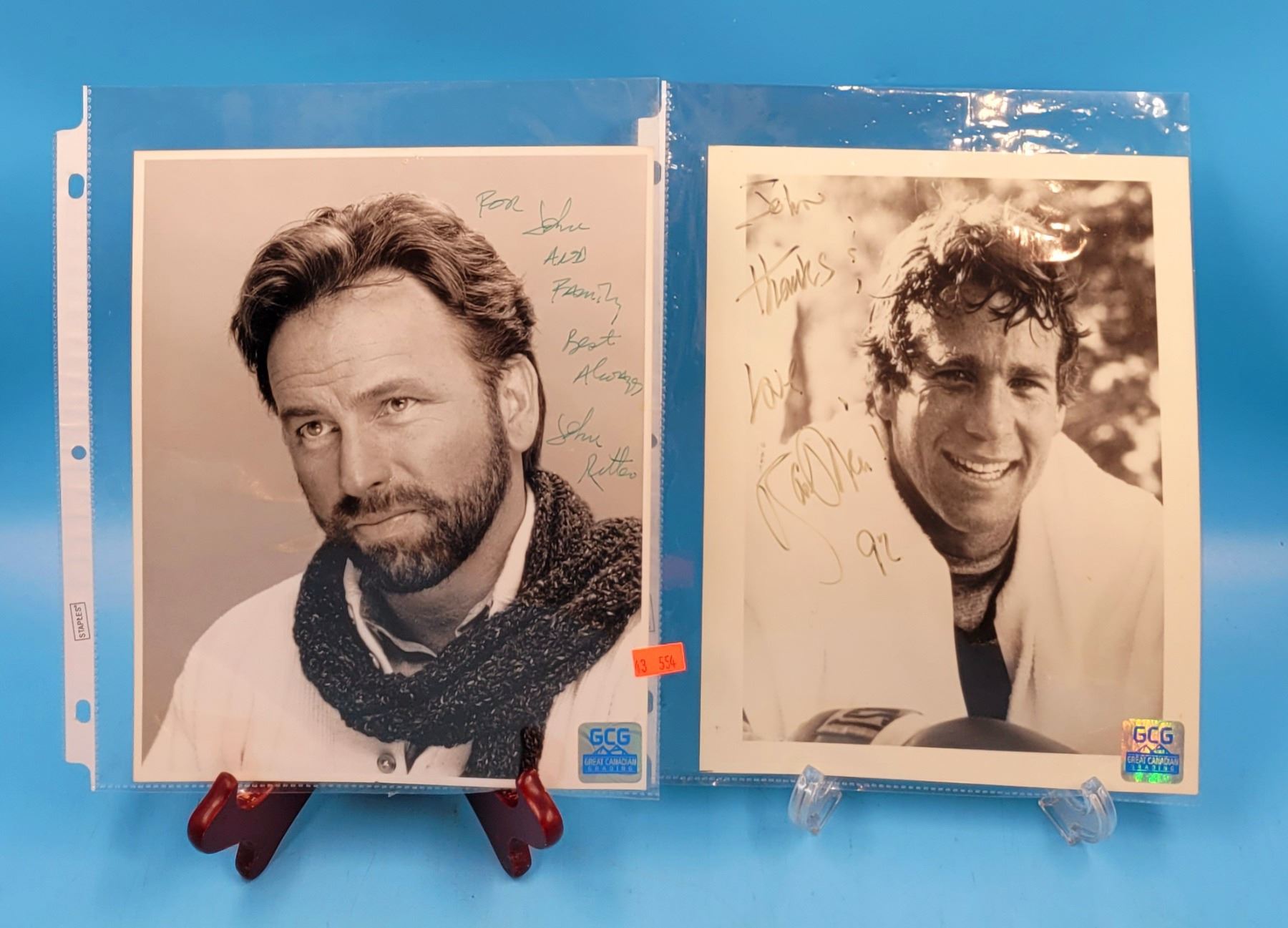 Great Canadian Graded John Ritter & Ryan O'Neal Autographed Photographs