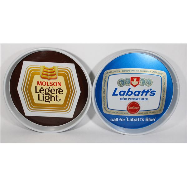 TWO COLLECTIBLE BEER TRAYS