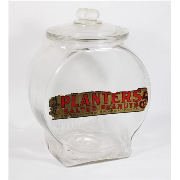 ANTIQUE PLANTERS PEANUTS GLASS FISH BOWL SALTED