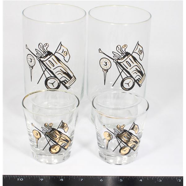 LOT OF FOUR VINTAGE GOLF GLASSES