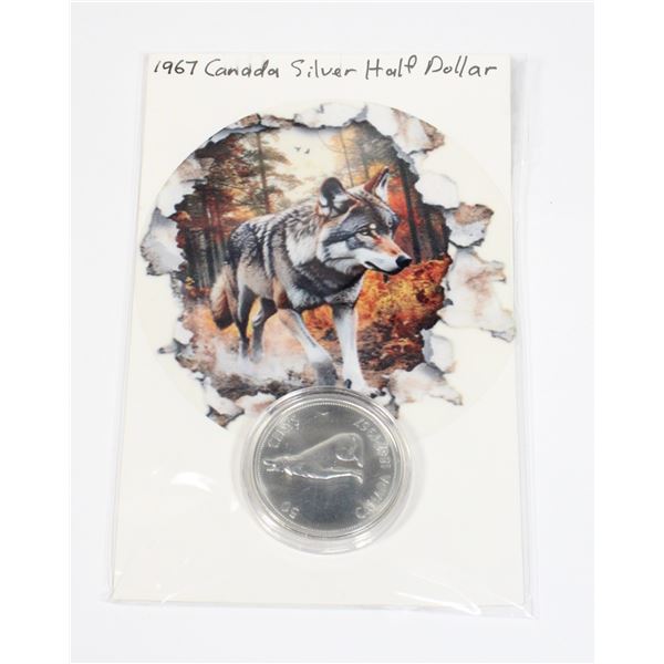 1967 CANADIAN SILVER HALF DOLLAR IN CAPSULE WITH