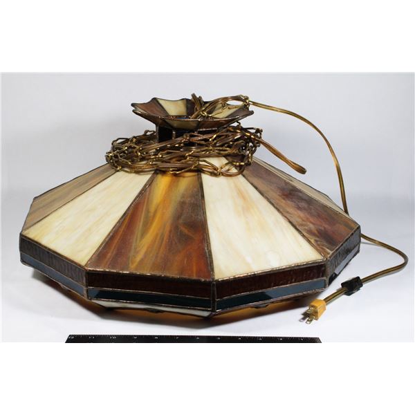 LARGE TIFFANY STYLE STAIN GLASS HANGING LIGHT