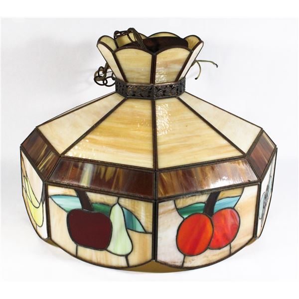 VINTAGE STAIN GLASS TIFFANY STYLE HANDING LIGHT