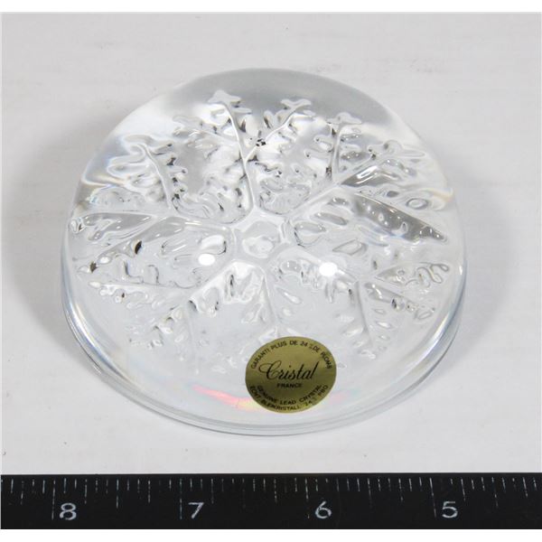 VINTAGE GARANTI CRISTAL SNOWFLAKE PAPERWEIGHT