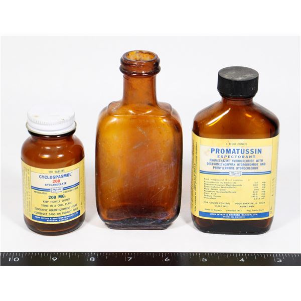THREE VINTAGE/ ANTIQUE MEDICINE BOTTLES