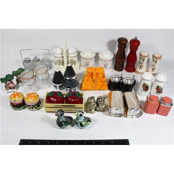 SALT AND PEPPER SHAKER COLLECTION, SOME WOOD,