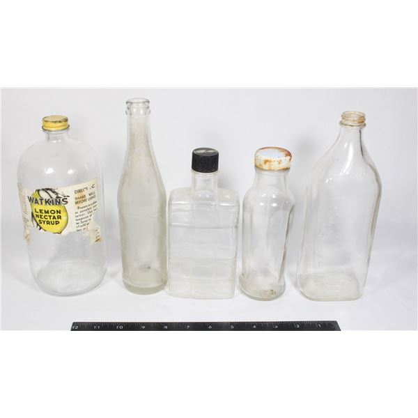 LOT OF VINTAGE/ ANTIQUE BOTTLES INCLUDING