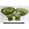 Image 1 : LOT OF VINTAGE GREEN GLASS SERVING BOWLS AND