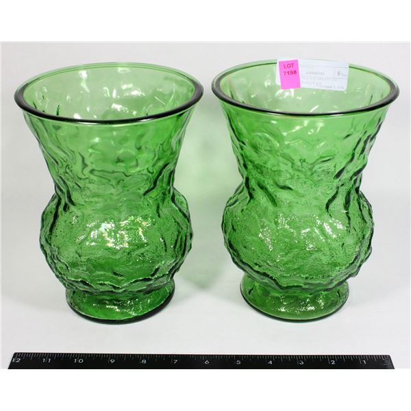 TWO VINTAGE E.O BRODY CO CRINKLE GLASS VASE