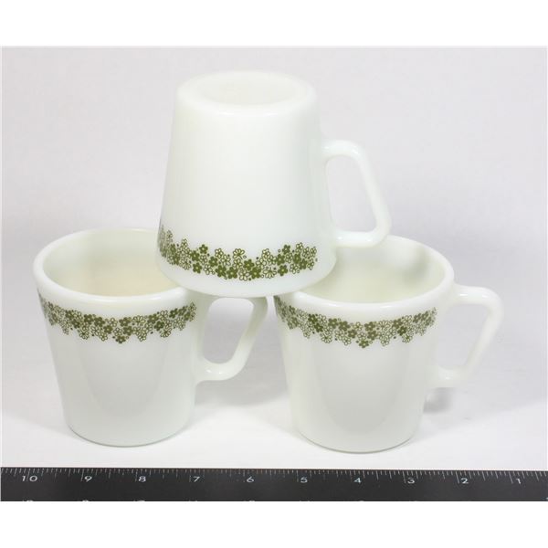 THREE PYREX DAISY SPRING BLOSSOM MILK GLASS