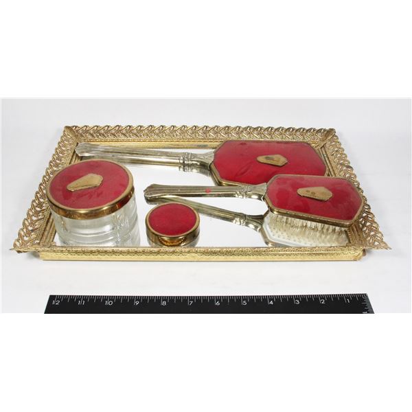 VINTAGE/ ANTIQUE VANITY SET, BRUSH, MIRROR,