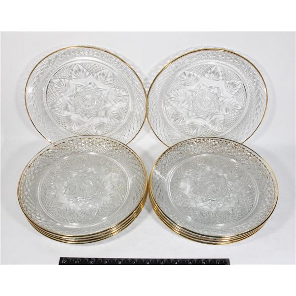 LOT OF 10 CRYSTAL PLATES MADE IN USA GOLD EDGE