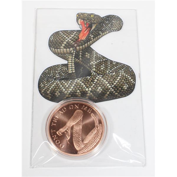 1-OZ .999 FINE COPPER ROUND. DON'T TREAD ON ME