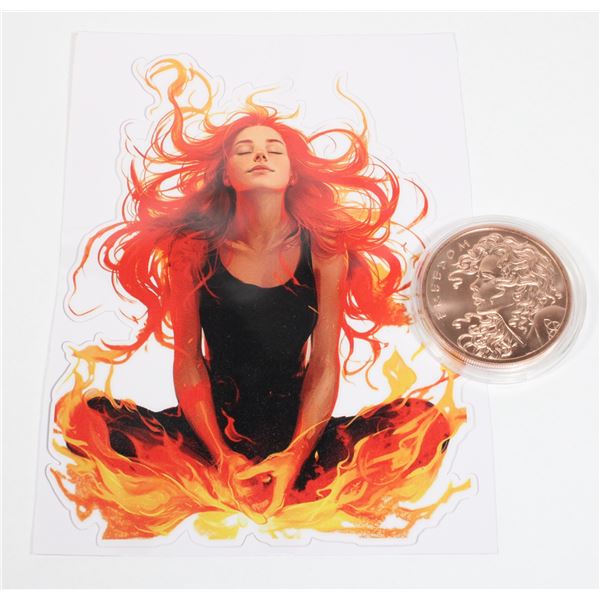1-OZ .999 FINE COPPER ROUND. FREEDOM GIRL