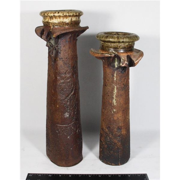 LOT OF 2 MATCHING CANDLE HOLDERS ( HEAVY)