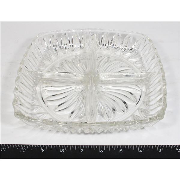 LARGE HEAVY CUT GLASS PICKLE DISH