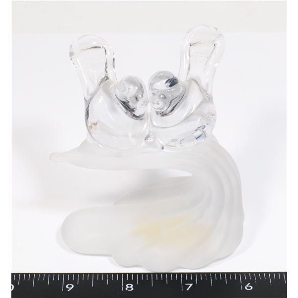 VINTAGE FROSTED GLASS DOVE DECORATION