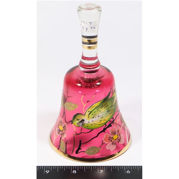 HAND PAINTED BIRD THEME GLASS BELL