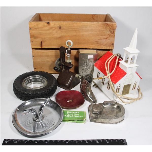 BOX OF ANTIQUES TO BE SORTED