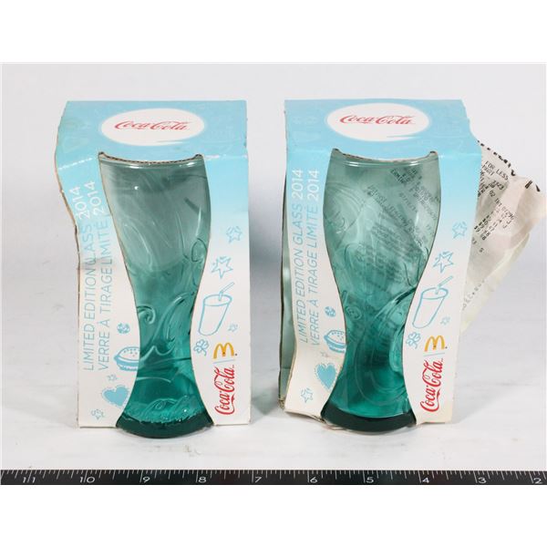 LOT OF 2 BLUE COLLECTIBLE MCDONALD'S CUPS 2014