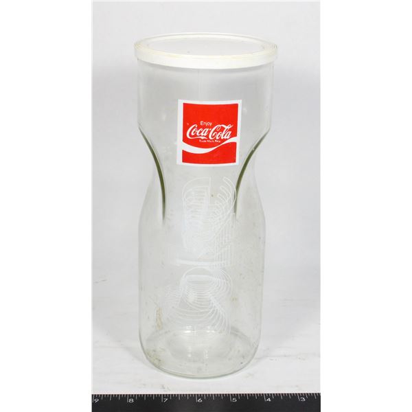 COLLECTIBLE COCA COLA GLASS JAR WITH LID