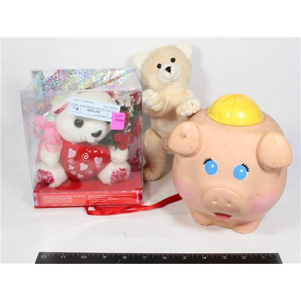 LOT OF VINTAGE ITEMS INCL. PIGGY BANK AND