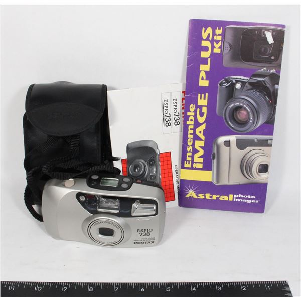 PENTAX ESPIO 738 FILM CAMERA WITH CASE