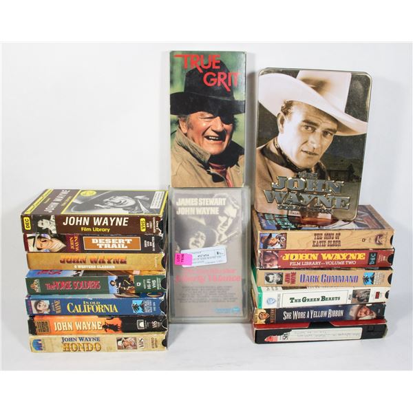 SUPER LOT OF JOHN WAYNE VHS TAPES AND DVD'S