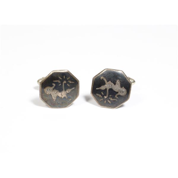 STERLING SILVER CUFFLINKS SIAM BRAND