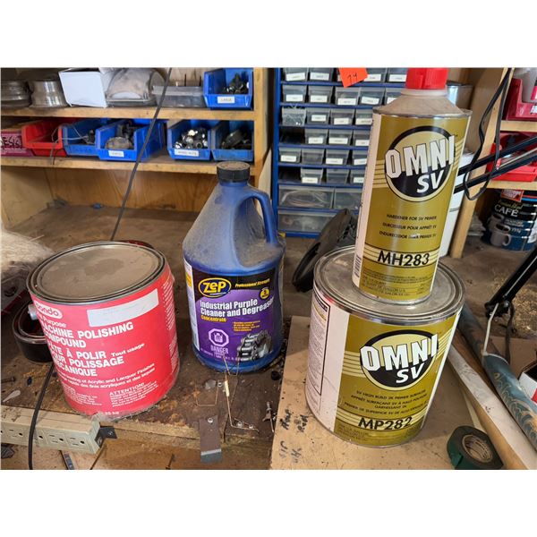 Machine, polishing compound, industrial purple cleaner, and degreaser, and OMNISV items
