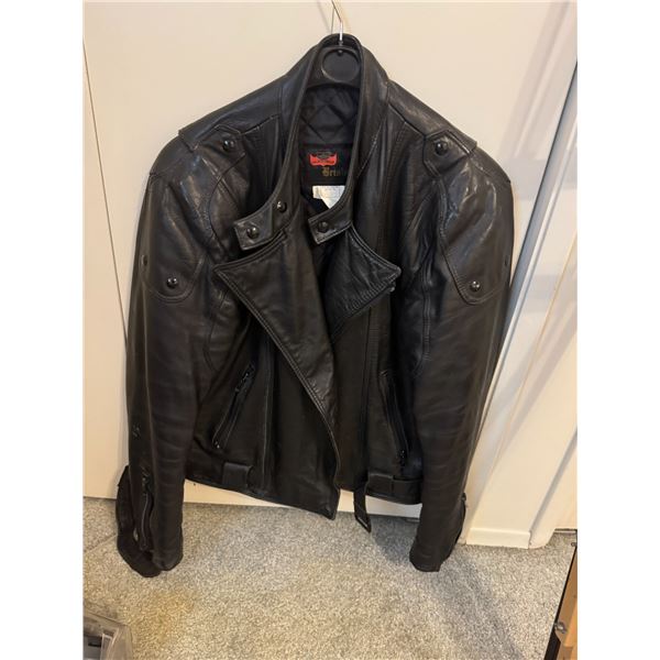 Golden crown leather jacket, size 42