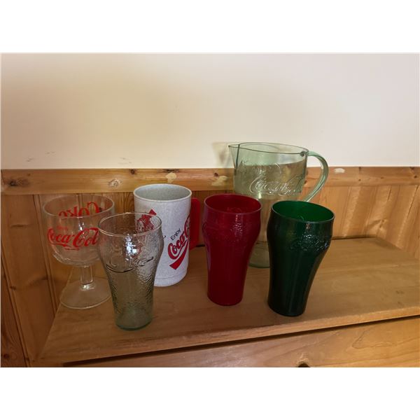 Coca-Cola glasses and acrylic pitcher