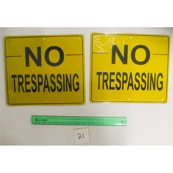 2 metal no trespassing signs