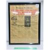 Image 1 : Original Saskatoon Star Pheonix  Aug 15 1945 Glass Frames Newspaper (Japanese Surrender) Excellent c