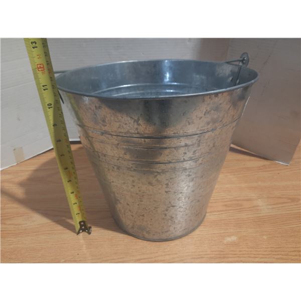 Galvanized Metal Bucket. (Height 11")