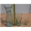 Image 3 : (2) Green Cocacola Glass and Green Flower Vase.