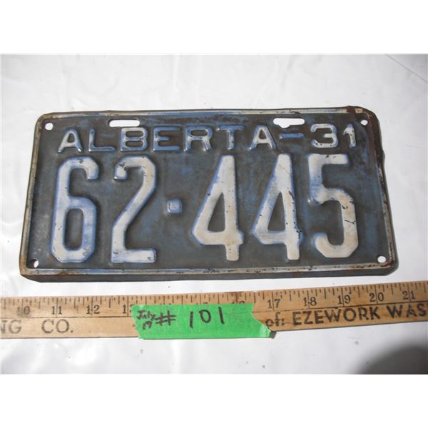 1931 Alberta License plate