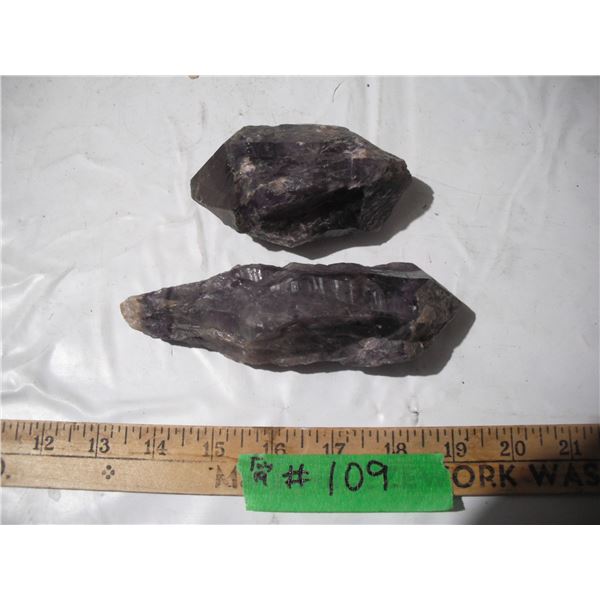 2 Vintage purple rocks (4 and 5 1/2 in long)