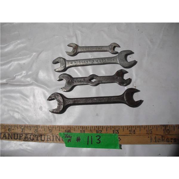 (4) Vintage wrenches, nissan, Tomahawk, Grey and dreadnaught