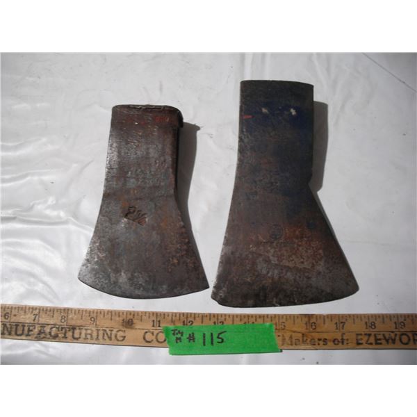 (2) Vintage axe head 3 1/2 lb hb (hutts bruks + 2 1/2 West germany)