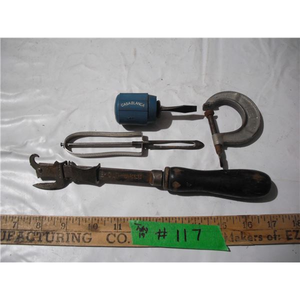 Sure cut can opener pat 7-19-04,1943 carrot peeler, pony clamp casablanca screwdriver