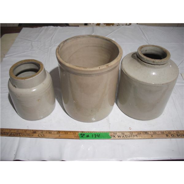 (3) stoneware crucks