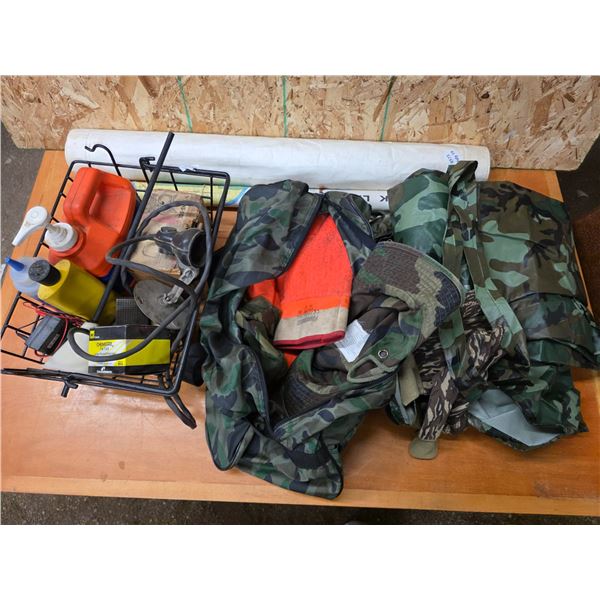 Lot of camo camping gear and hardware