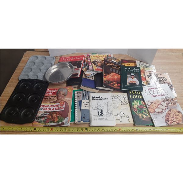 Lot of Cooking Books, Cake Pan, etc.
