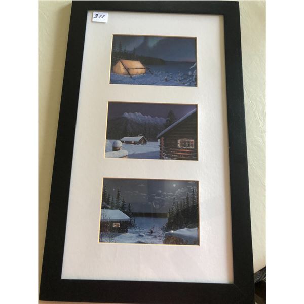 Framed 3 Scrimshaw Prints