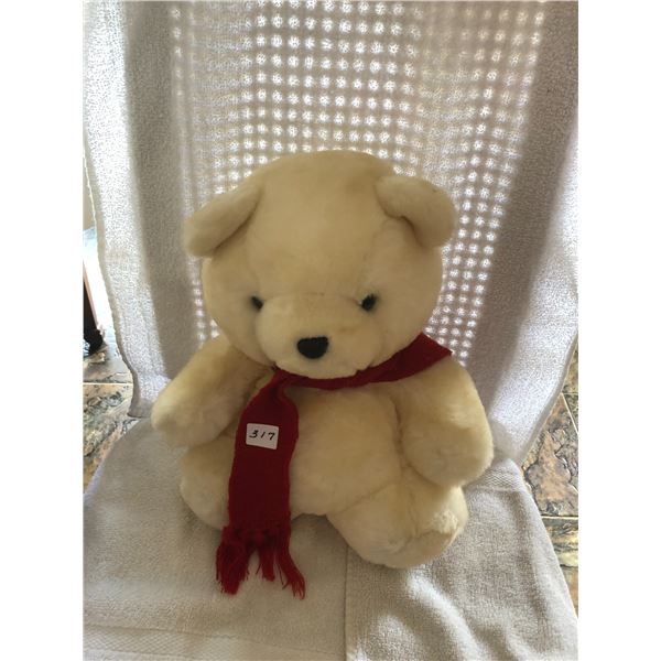 White Plush Christmas Bear w/ Red Scarf