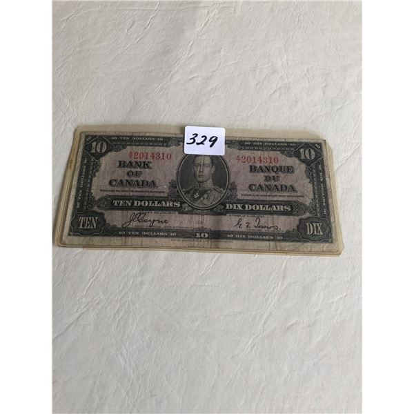 1937 Bank Of Canada $10.00 Bill