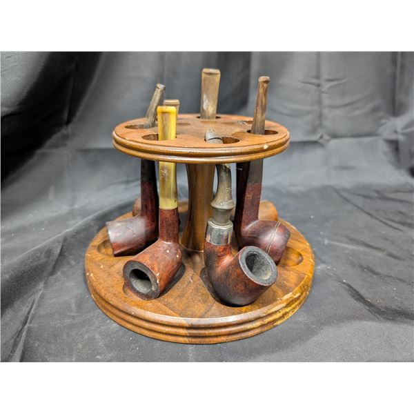 (7) Vintage Pipes and Pipe Stand