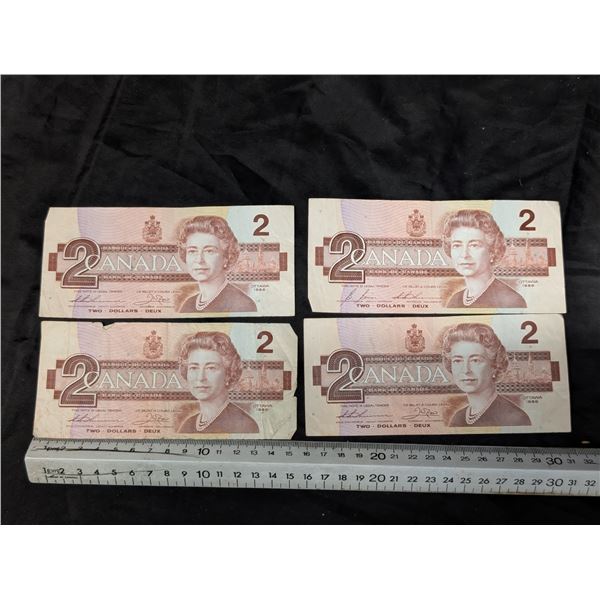 (4) 1986 Canadian 2 Dollar Bills