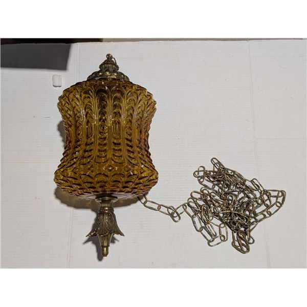 Vintage amber glass hanging lamp